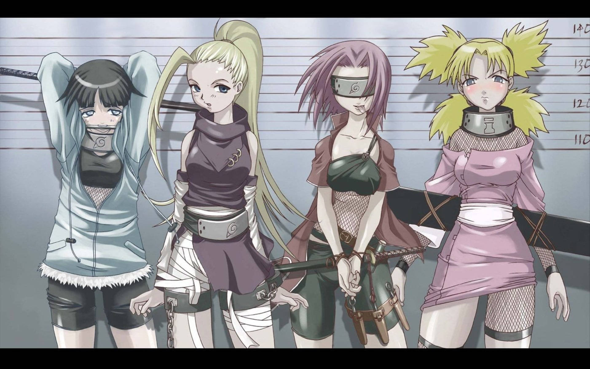 Naruto Characters, ninja girls, prison uniforms, Full HD Desktop Wallpaper