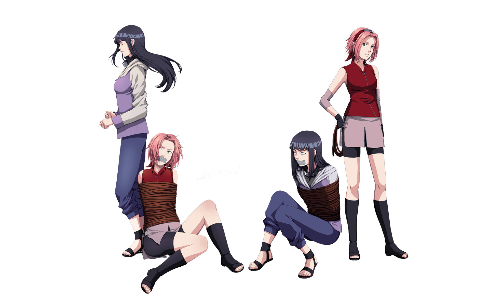 Naruto Girls, anime girls, ninja outfits, Full HD Desktop Wallpaper