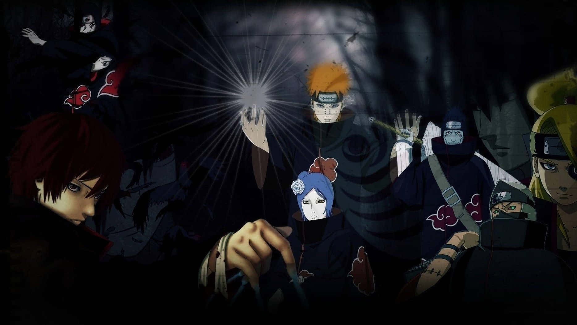 Naruto Group, anime characters, dark cloaks, HD Desktop Wallpaper