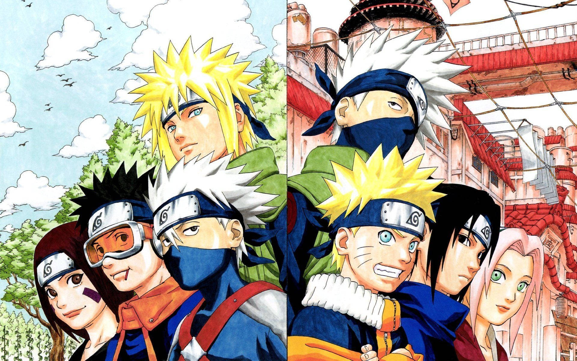 Naruto, anime characters, trees, Full HD Desktop Wallpaper