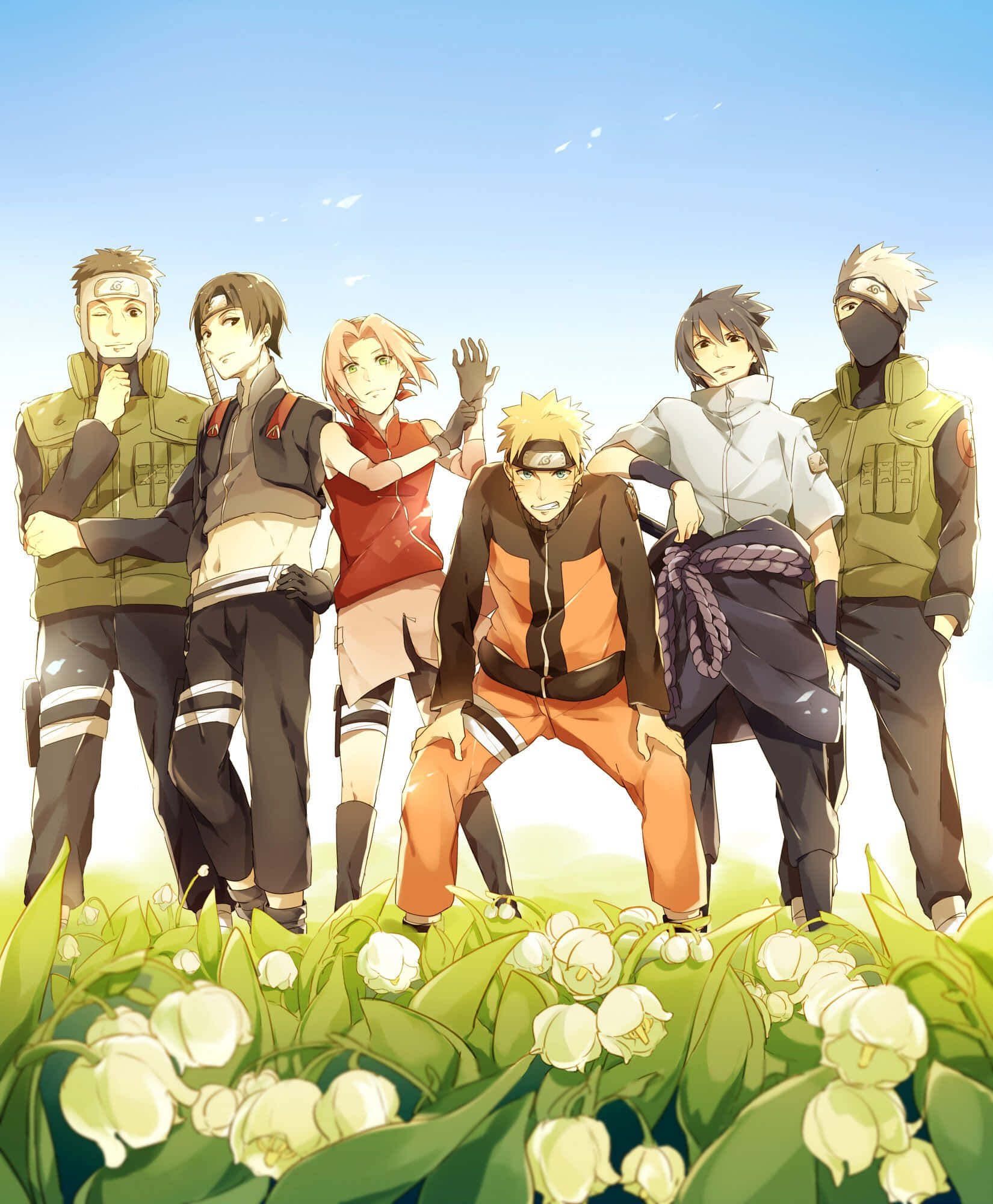Naruto, friends, anime ninja characters, Full HD Phone Wallpaper