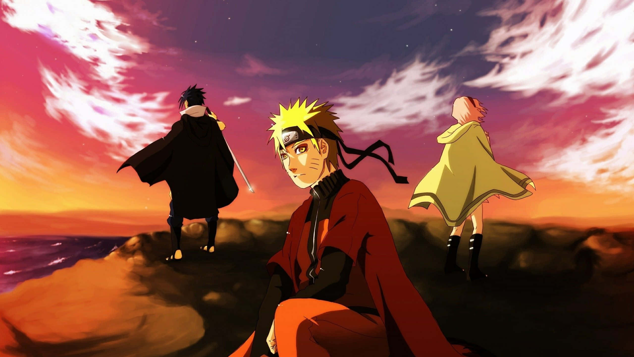 Team 7, Naruto, cliff, 2K Desktop Wallpaper