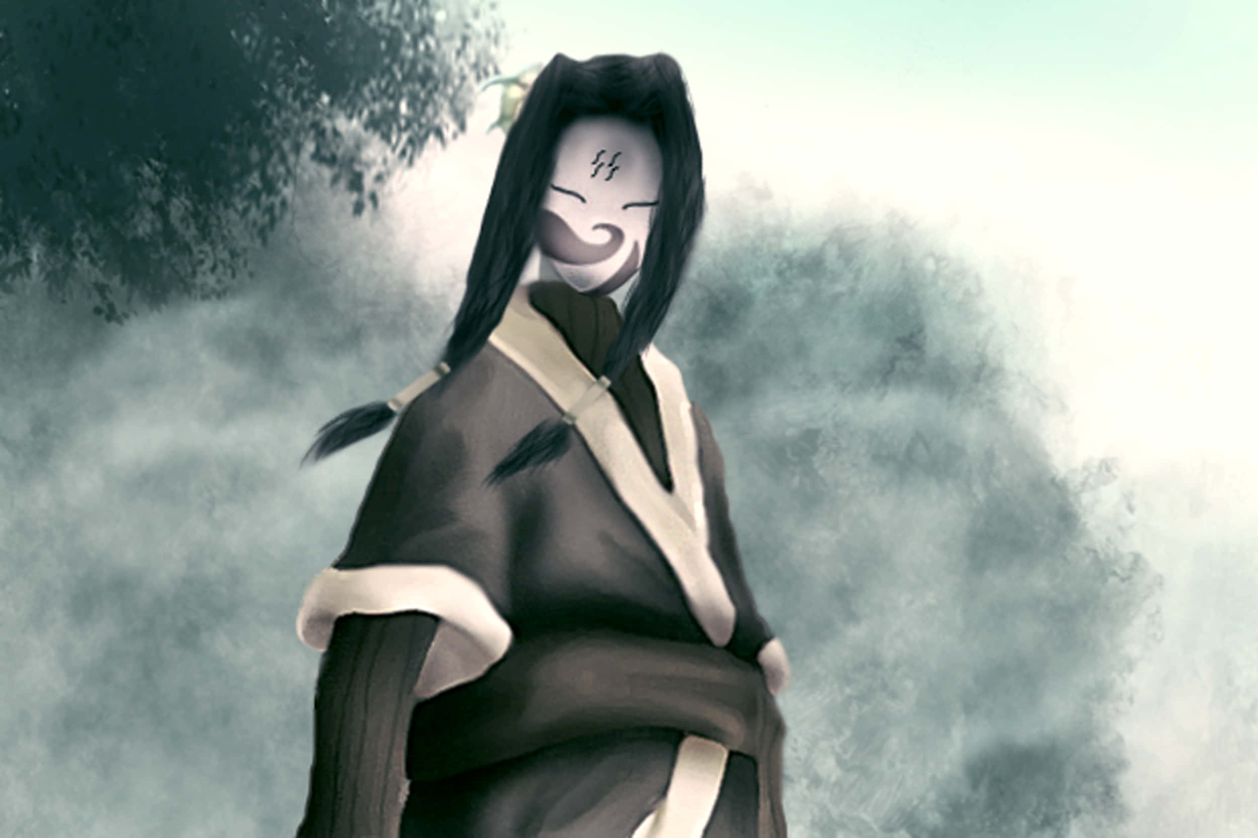 Naruto Haku, masked anime figure, dark robes, Full HD Desktop Wallpaper