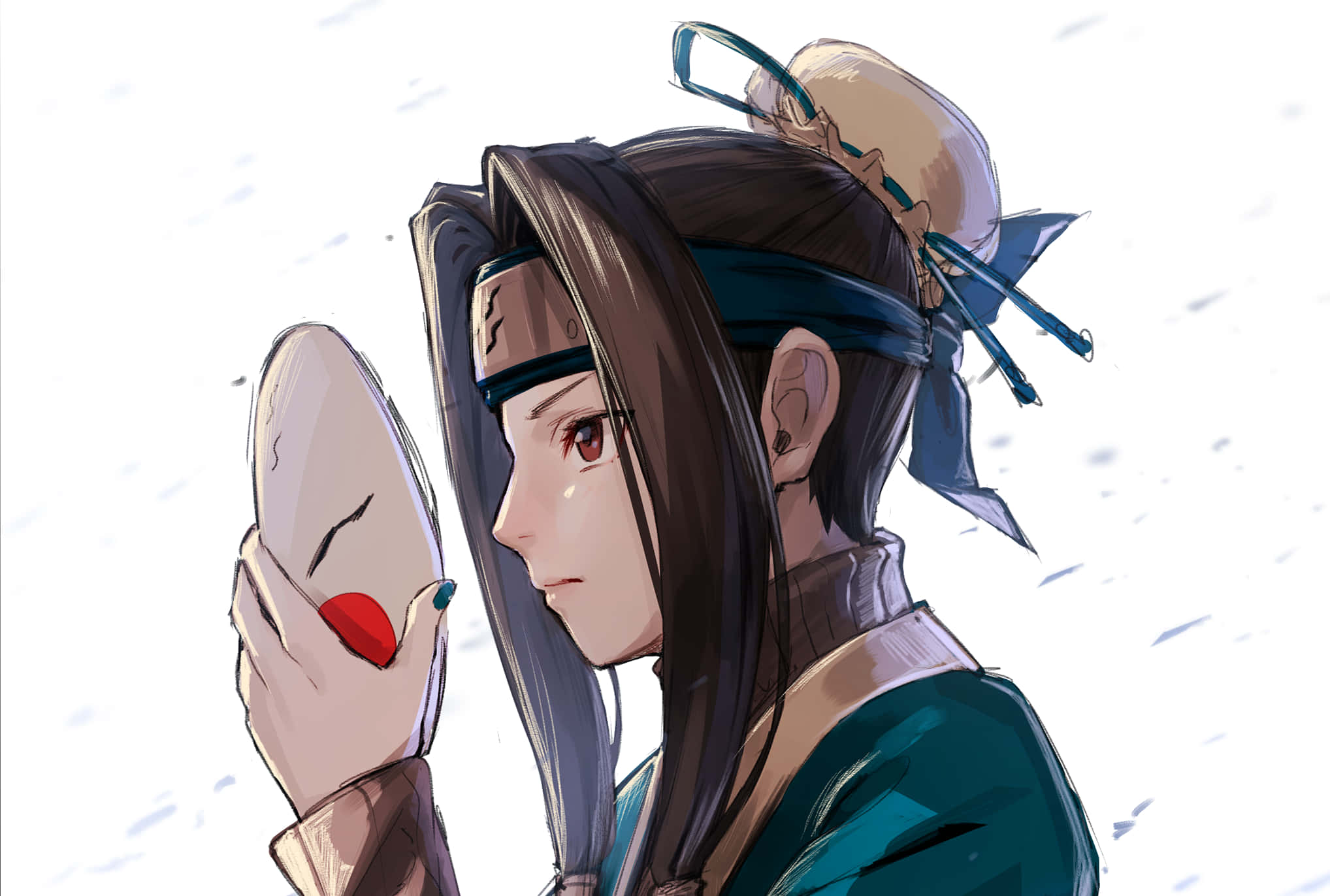 Naruto Haku, dark hair, red eyes, Full HD Desktop Wallpaper