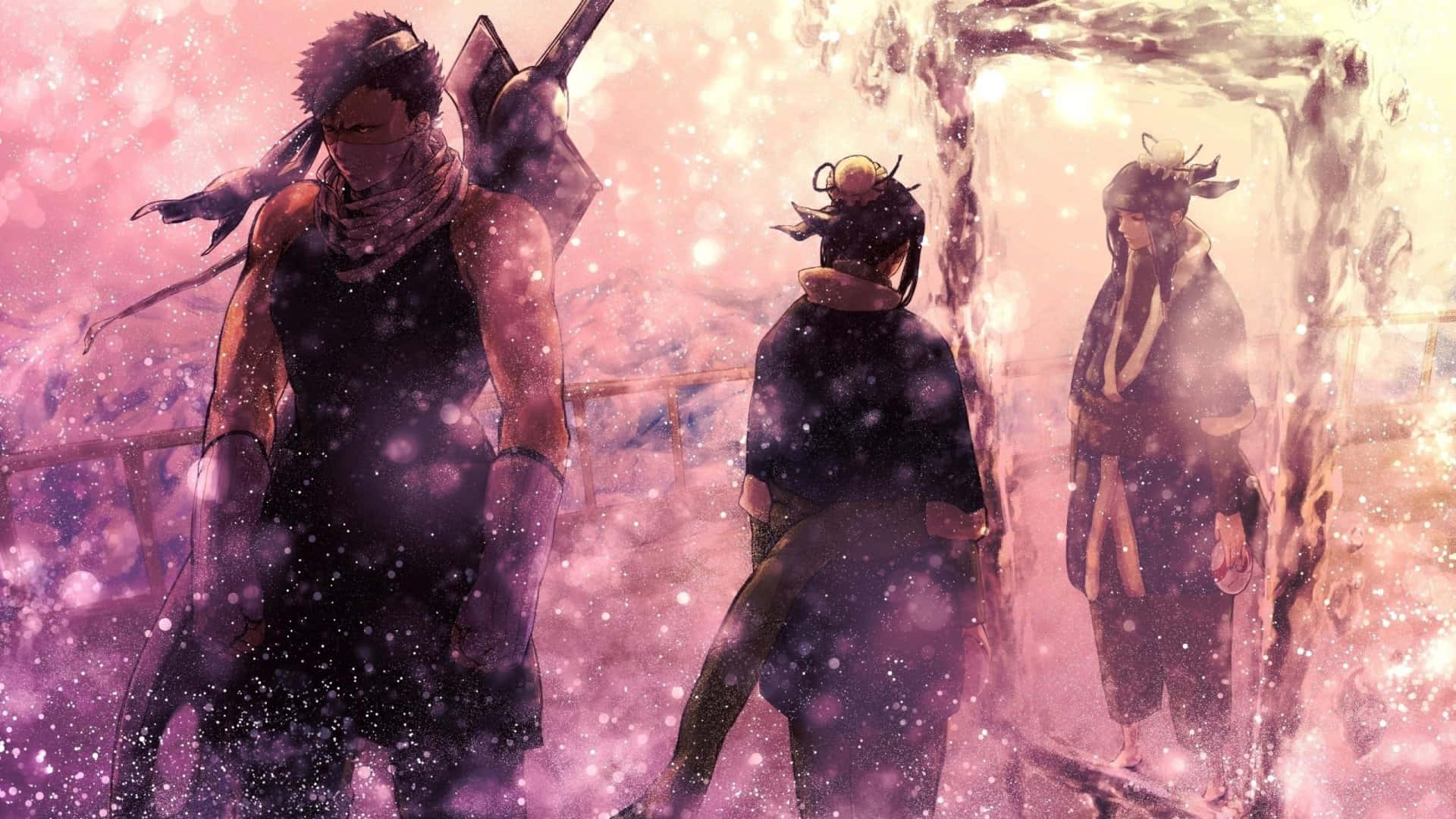 Naruto, Haku, pink and purple snowy landscape, Full HD Desktop Wallpaper