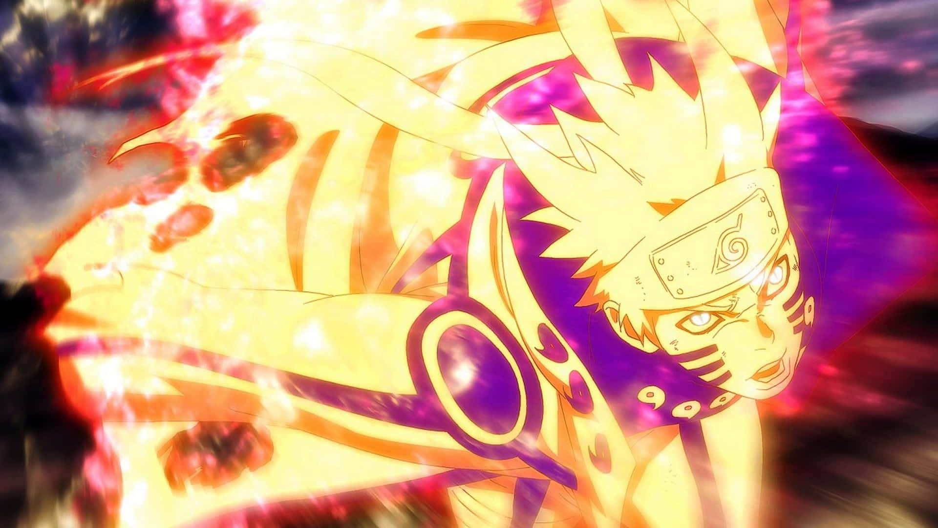 Naruto, orange jumpsuit, yellow and purple chakra mode, Full HD Desktop Wallpaper