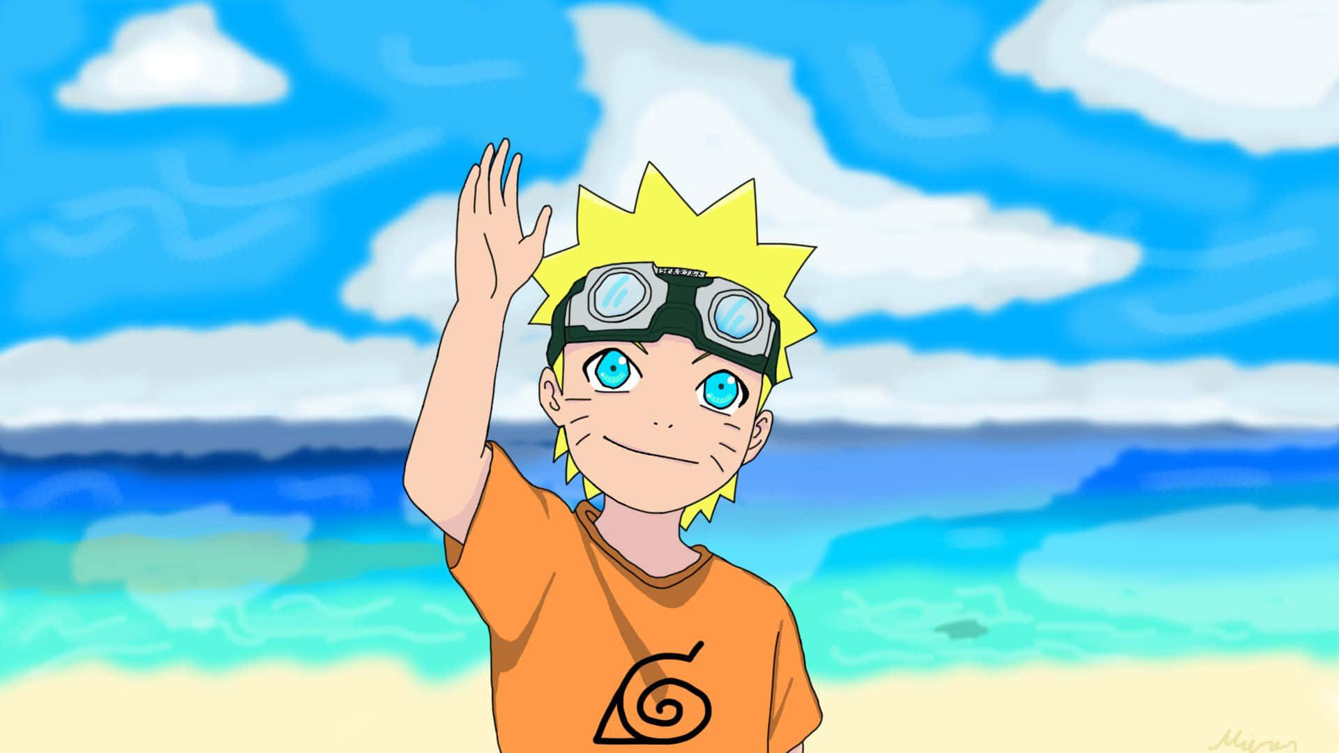 Naruto, spiky yellow hair, goggles, Full HD Desktop Wallpaper