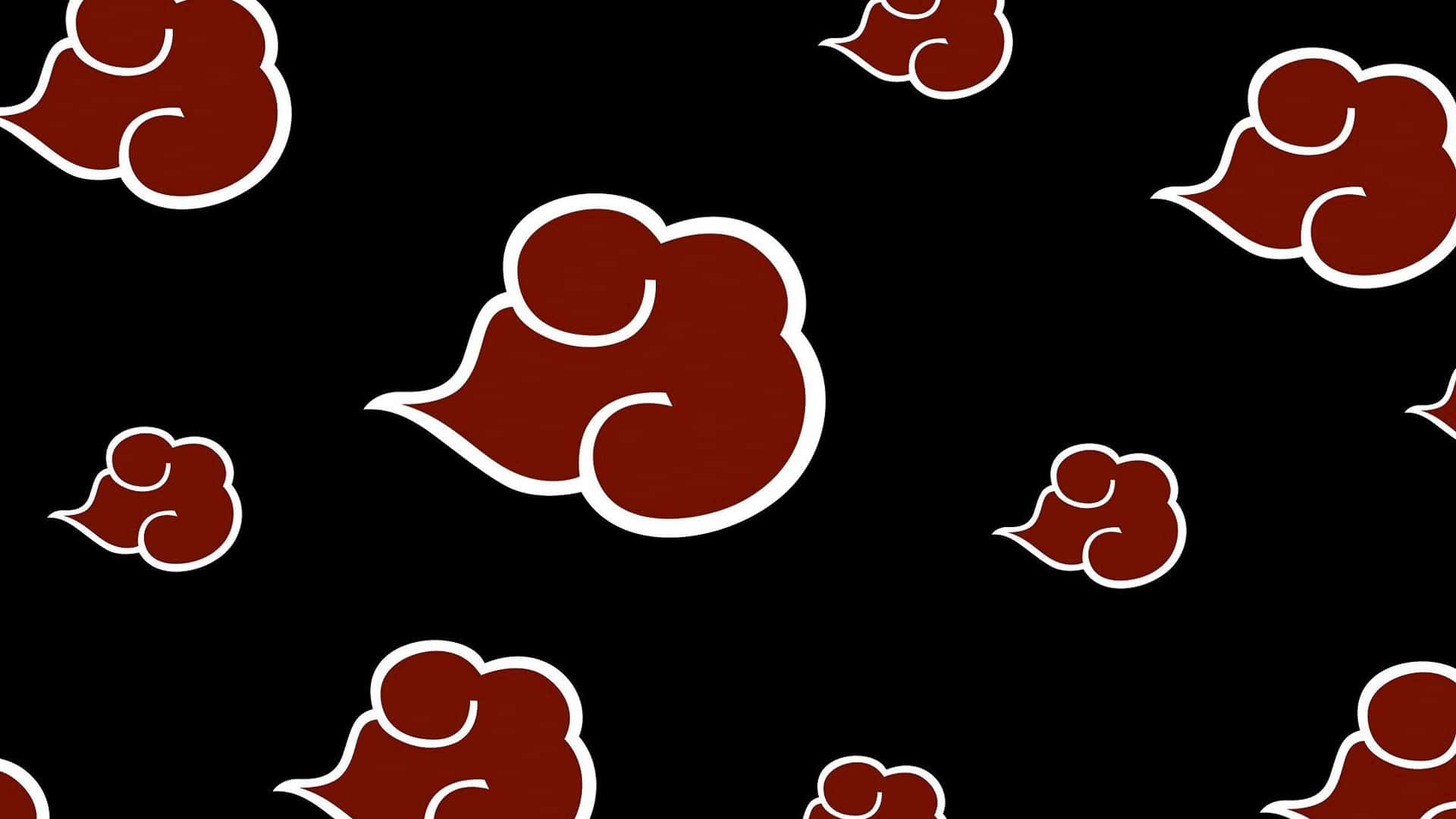 Naruto, red cloud symbols, white outlines, Full HD Desktop Wallpaper