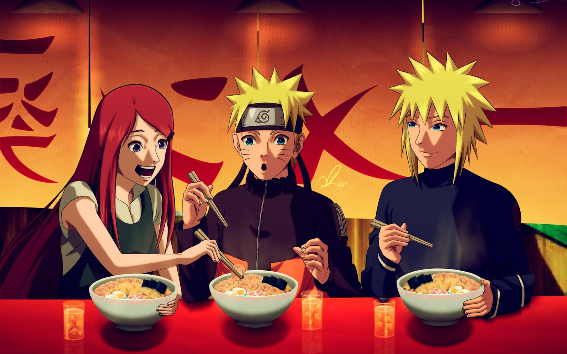 Naruto iPad, ramen, anime characters, Full HD Desktop Wallpaper