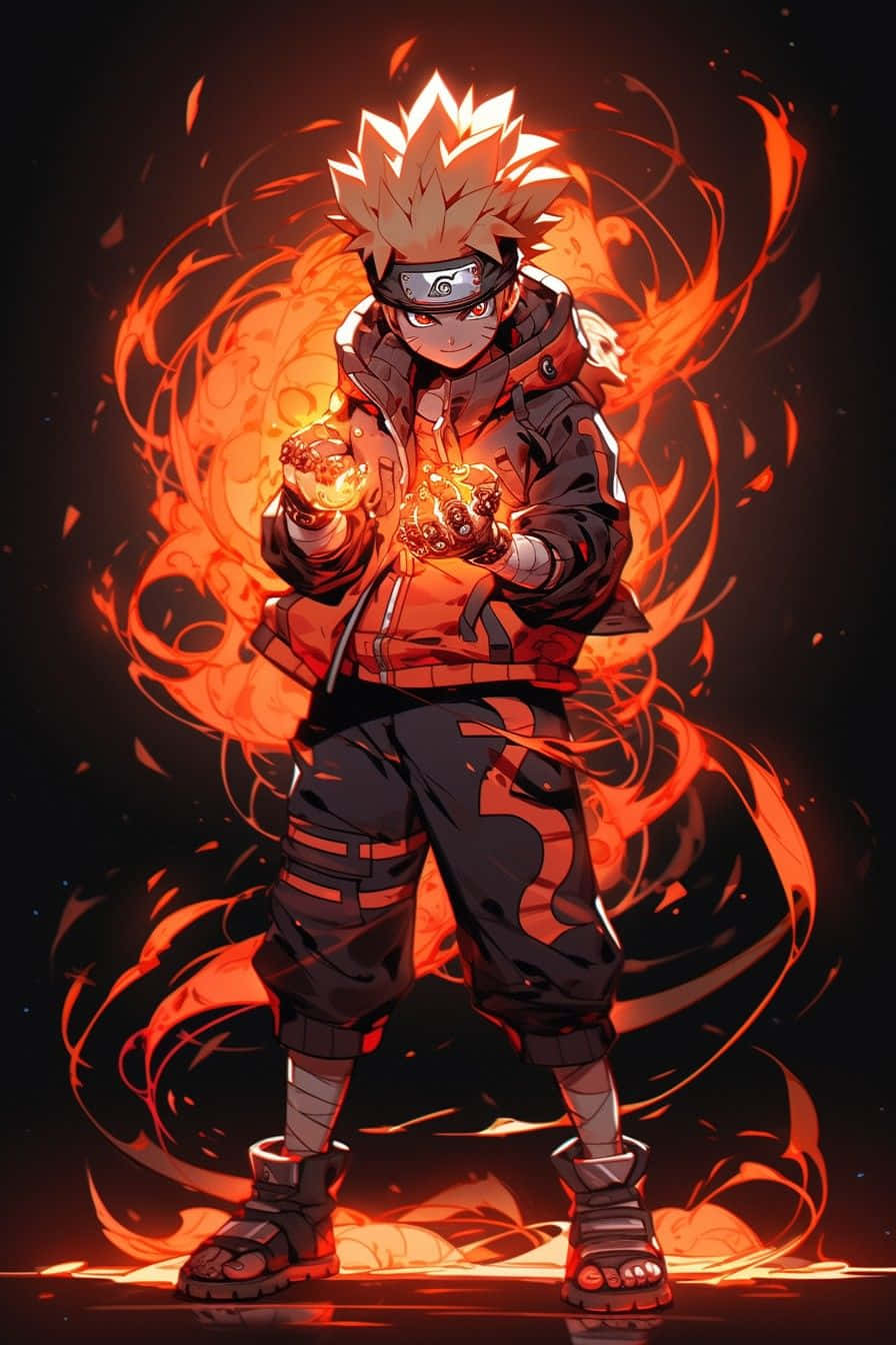 Naruto, fire control, blazing orange chakra, HD Phone Wallpaper