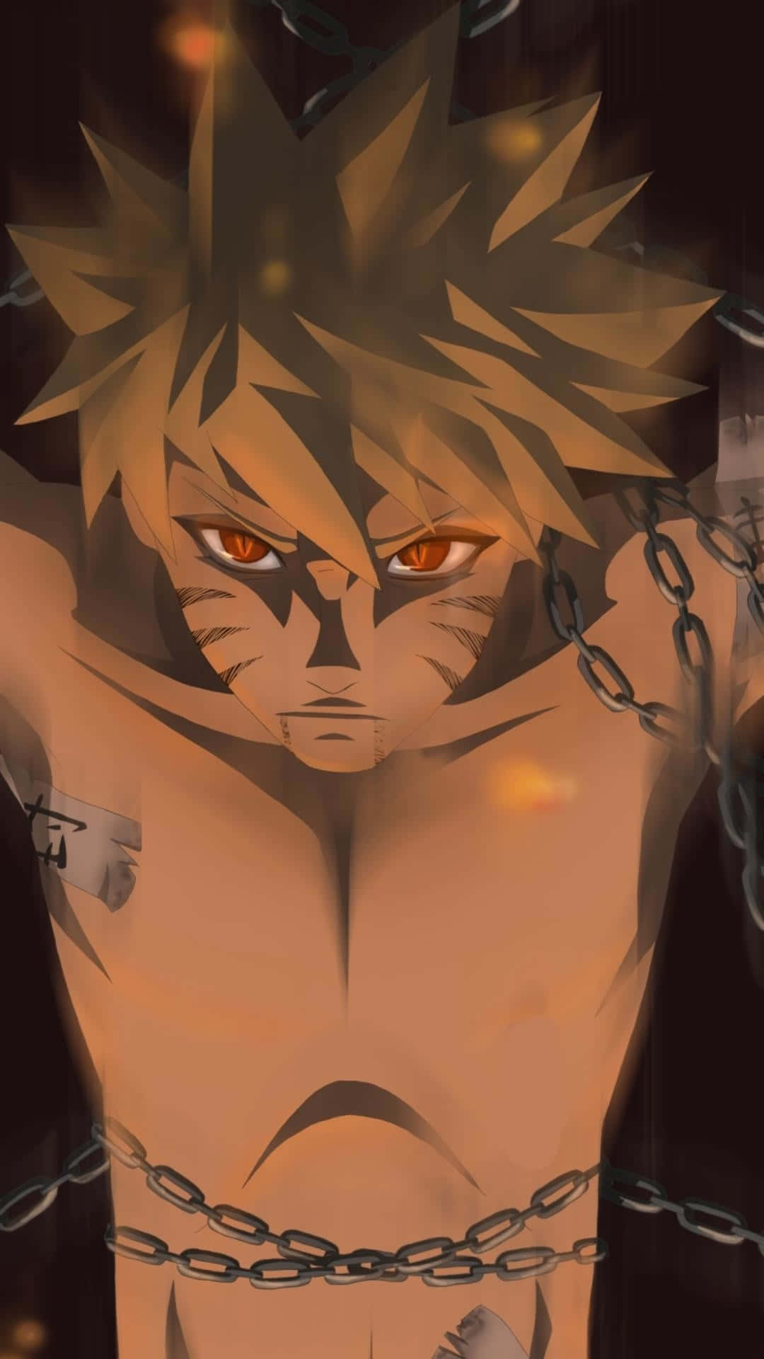 Naruto, spiky blonde hair, glowing orange eyes, Full HD Phone Wallpaper