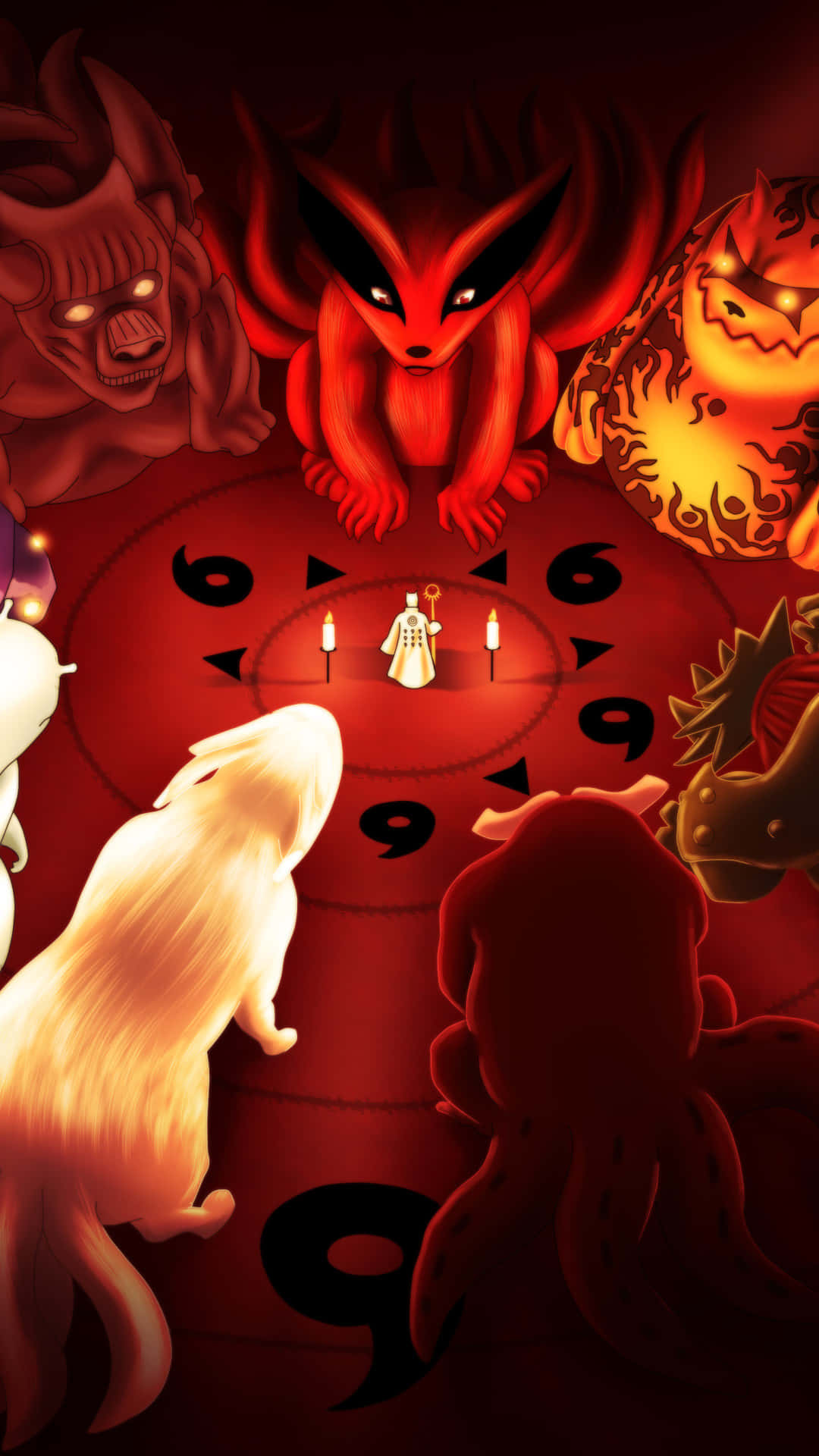 Naruto, tailed beasts, red seal, Full HD Phone Wallpaper