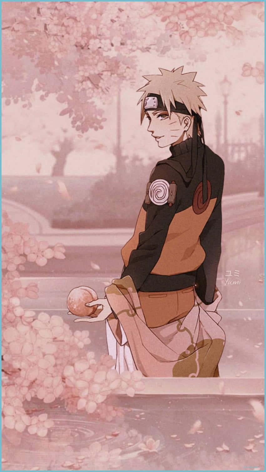 Naruto, cherry blossoms, glowing orb, HD Phone Wallpaper
