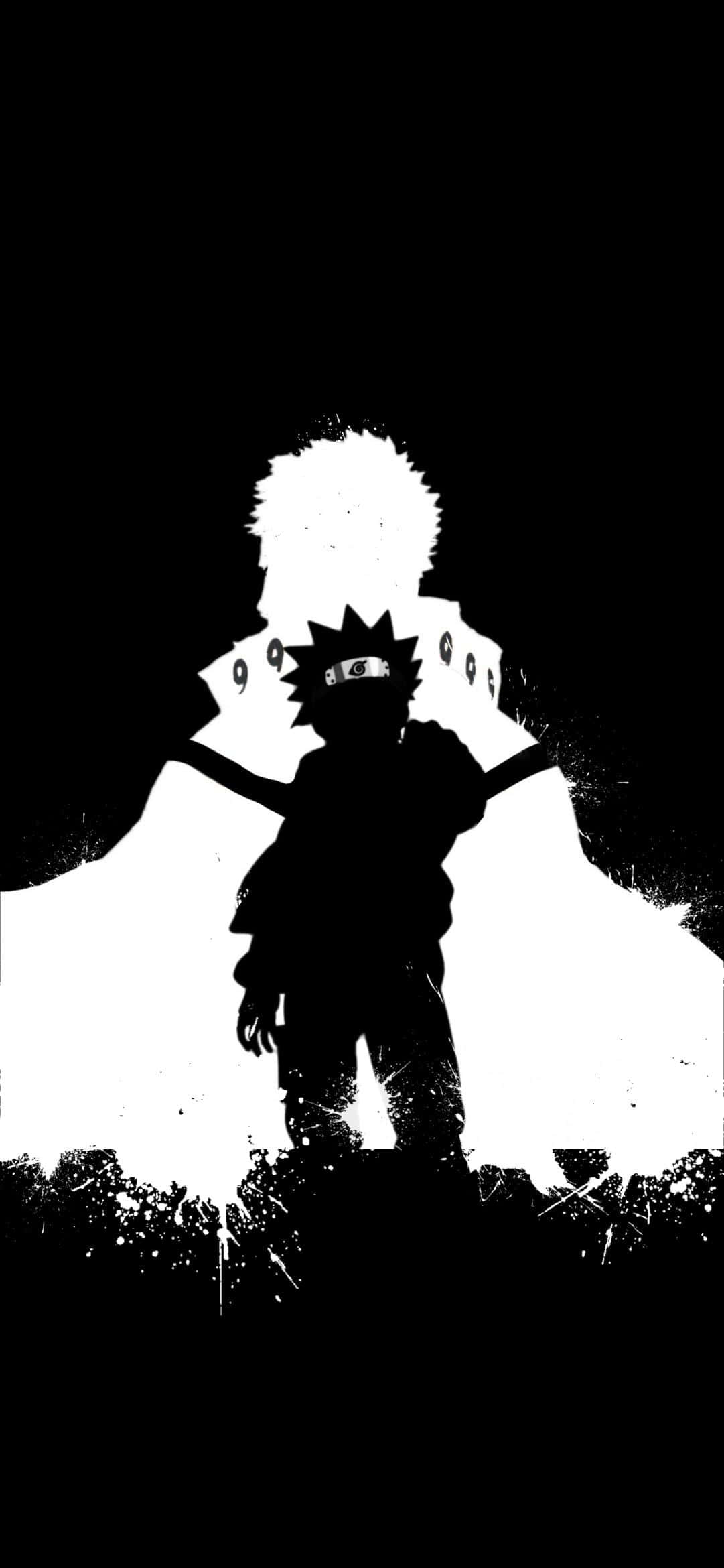 Naruto, spiky-haired anime character, glowing white figure, Full HD Phone Wallpaper