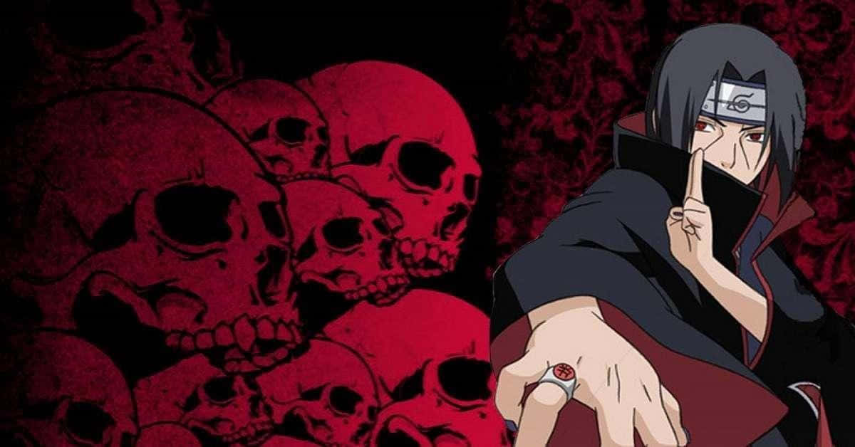 Naruto Itachi, red eyes, dark cloak, SD Desktop Wallpaper