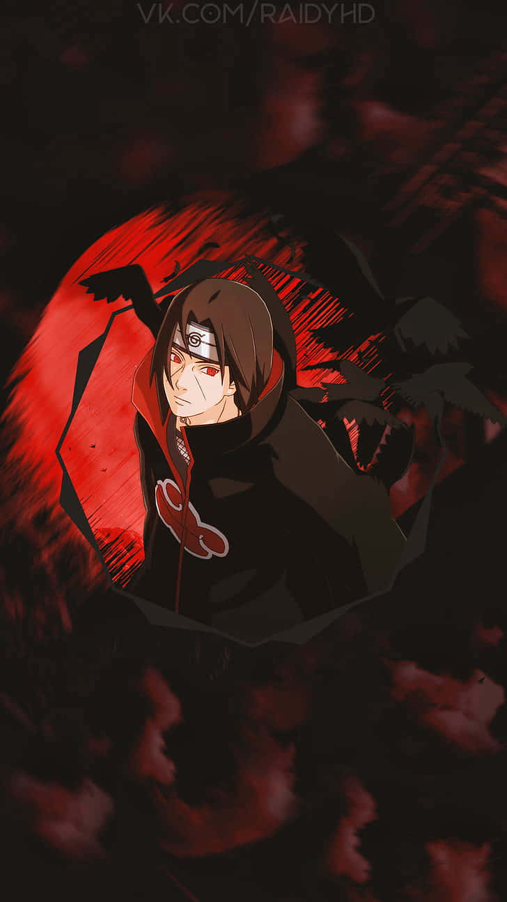 Naruto Itachi, red eyes, black cloak, HD Phone Wallpaper