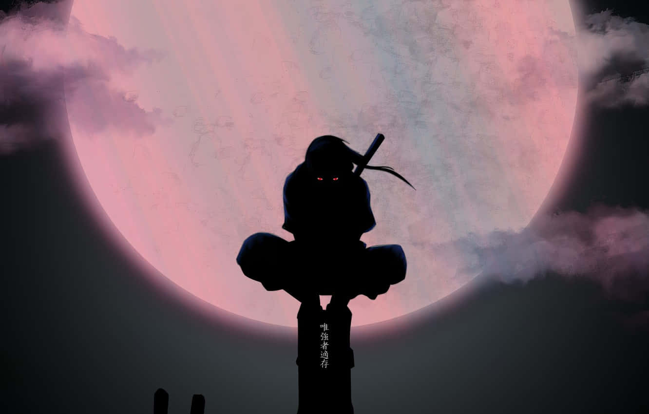 Naruto Itachi, silhouette, glowing red eyes, HD Desktop Wallpaper