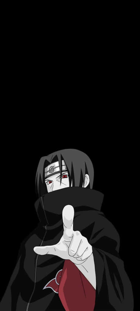 Naruto Itachi, red eyes, black cloak, SD Phone Wallpaper