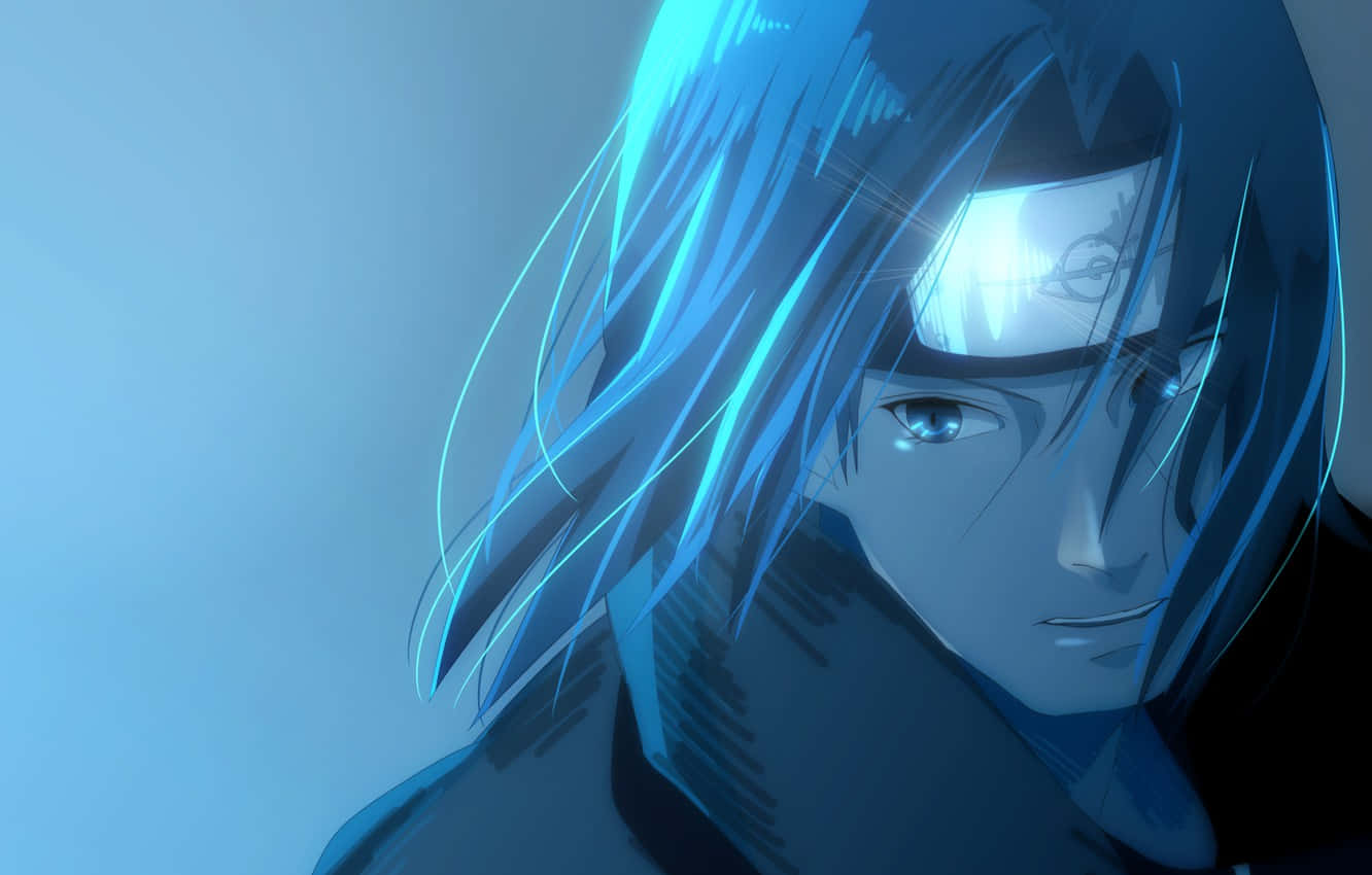 Naruto Itachi, blue-haired anime character, glowing eyes, HD Desktop Wallpaper