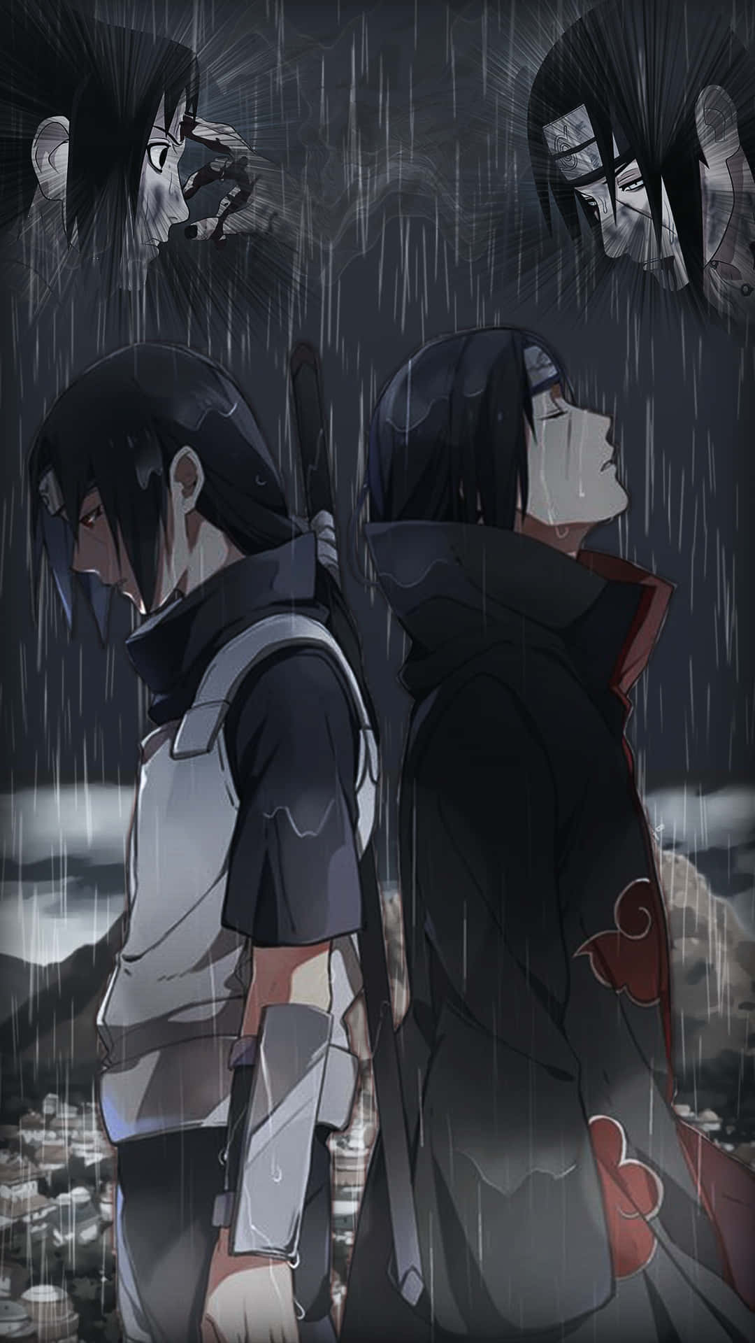 Naruto Itachi, anime characters, ghostly faces, Full HD Phone Wallpaper