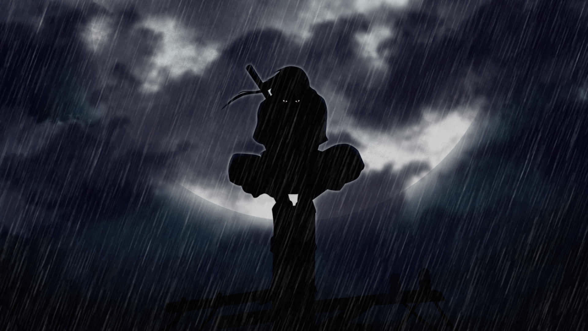 Itachi, rainy night, crescent moon, Full HD Desktop Wallpaper