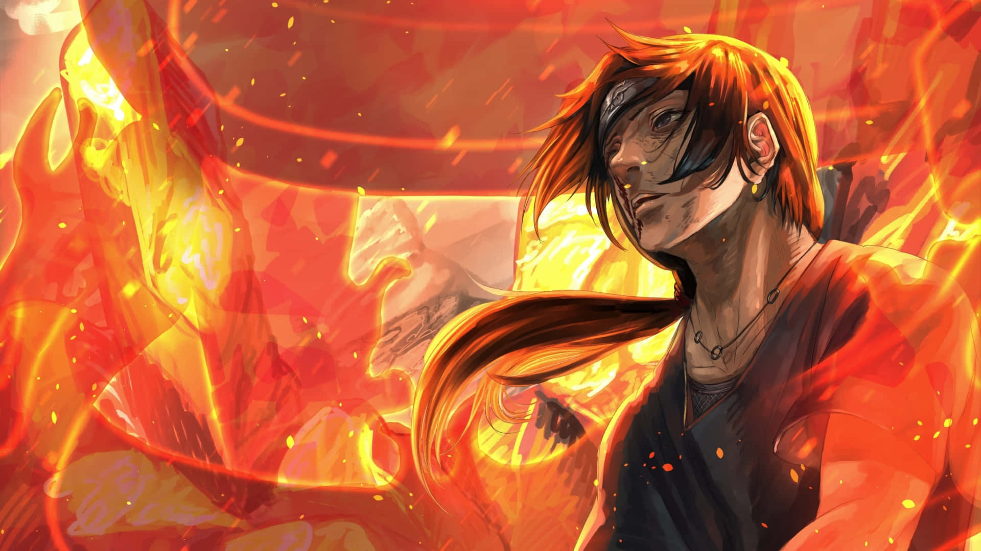 Itachi, orange hair, headband, Full HD Desktop Wallpaper
