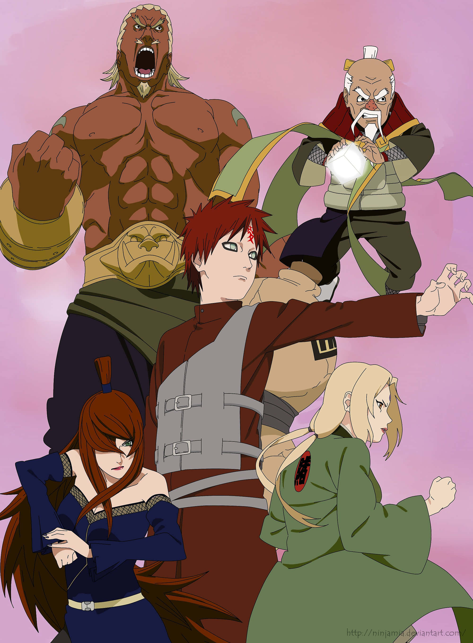 Naruto Kage, anime ninjas, dynamic combat poses, 2K Phone Wallpaper