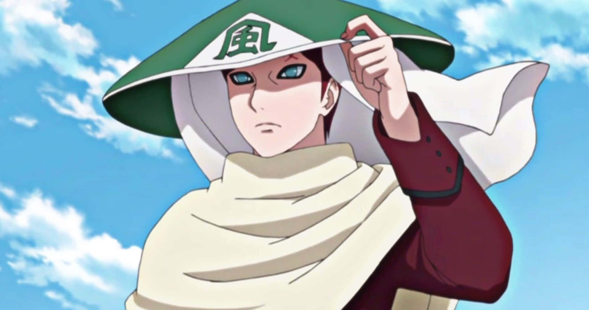 Naruto Kage, green wind-themed hat, white scarf, HD Desktop Wallpaper
