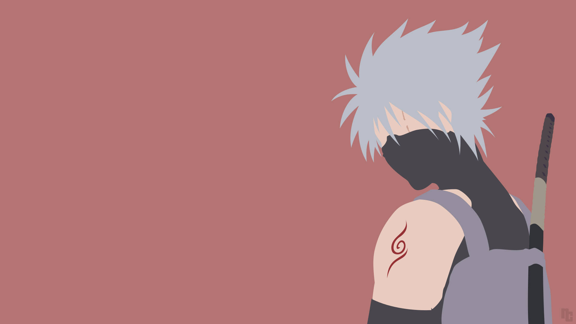 Naruto Kakashi, spiky white hair, black mask, Full HD Desktop Wallpaper