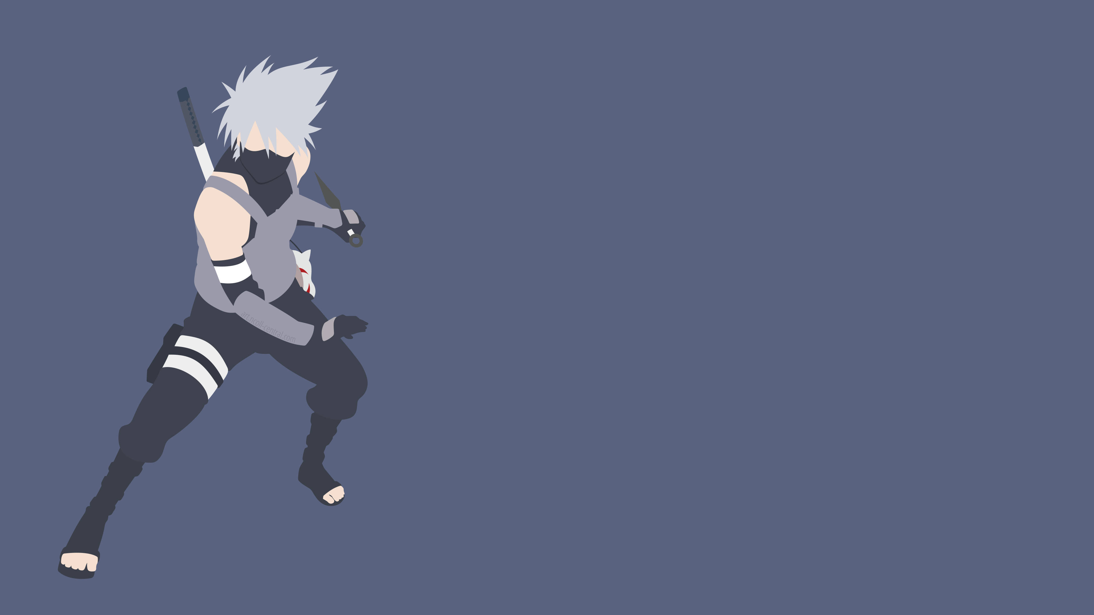 Naruto Kakashi, spiky white hair, black mask, 4K Desktop Wallpaper