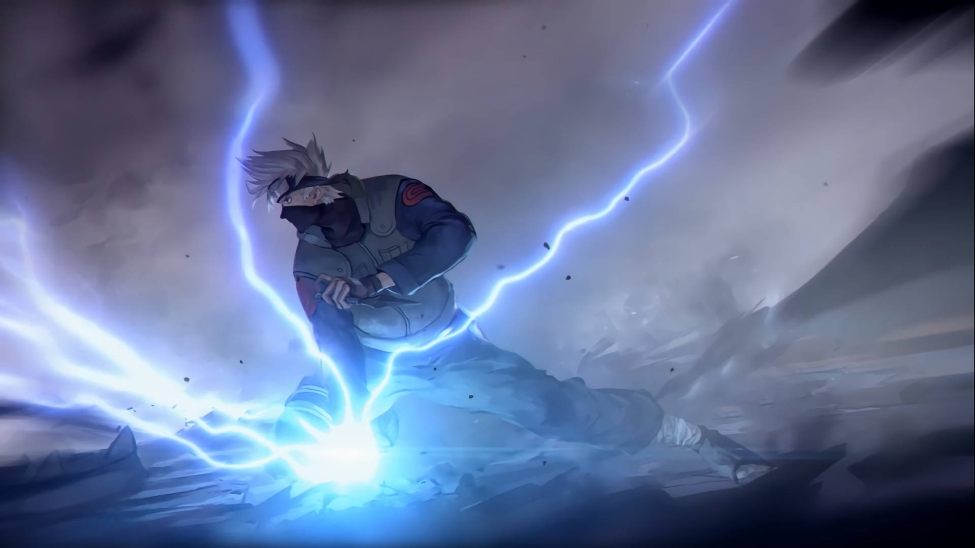 Naruto Kakashi, blue lightning jutsu, masked ninja, Full HD Desktop Wallpaper