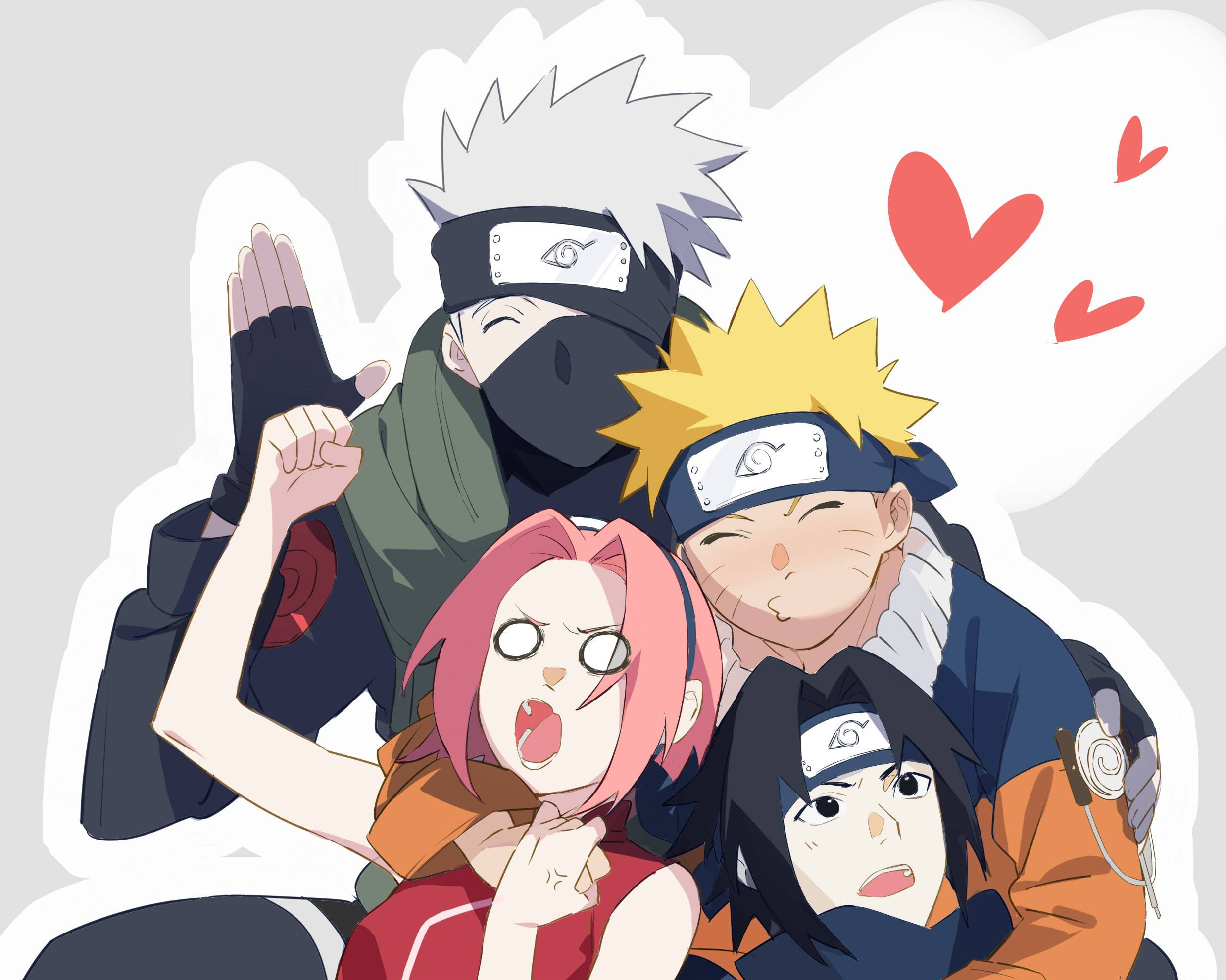 Naruto Kakashi, friends, anime characters, Full HD Desktop Wallpaper