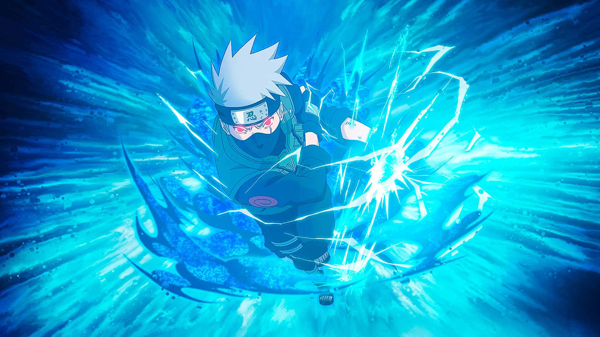 Naruto Kakashi, white hair, red eyes, Full HD Desktop Wallpaper