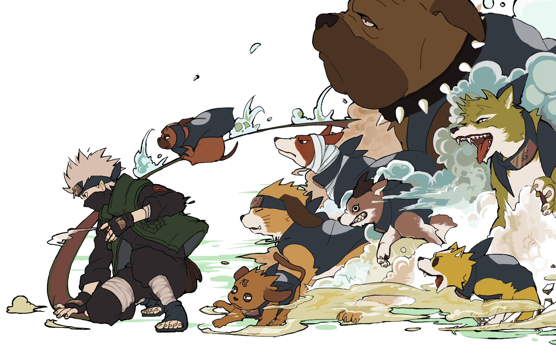 Naruto Kakashi, ninja, canine creatures, Full HD Desktop Wallpaper