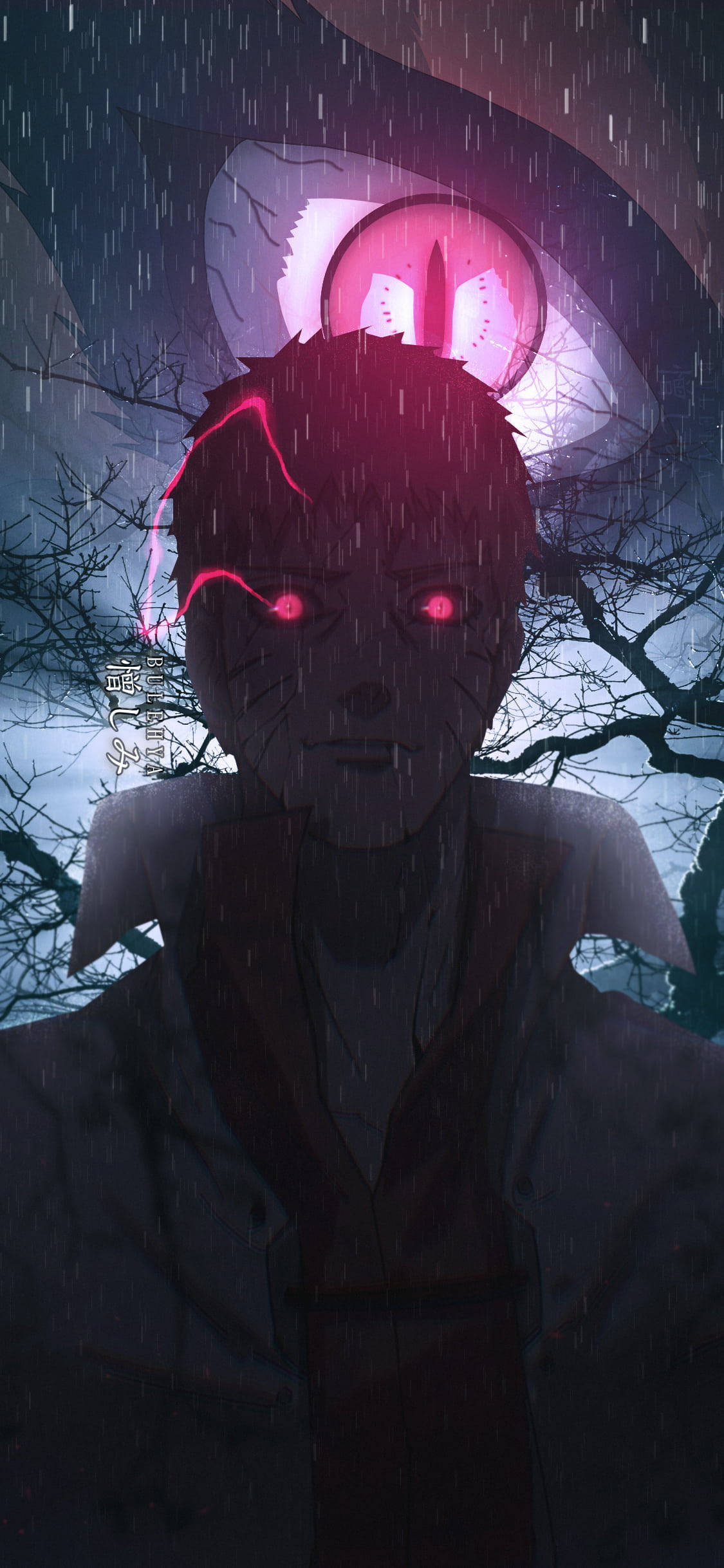 Naruto, Kurama, glowing red eyes, Full HD Phone Wallpaper