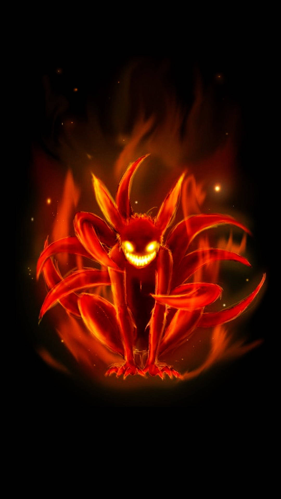 Naruto Kurama, nine-tailed beast, red nine-tailed fox, Full HD Phone Wallpaper