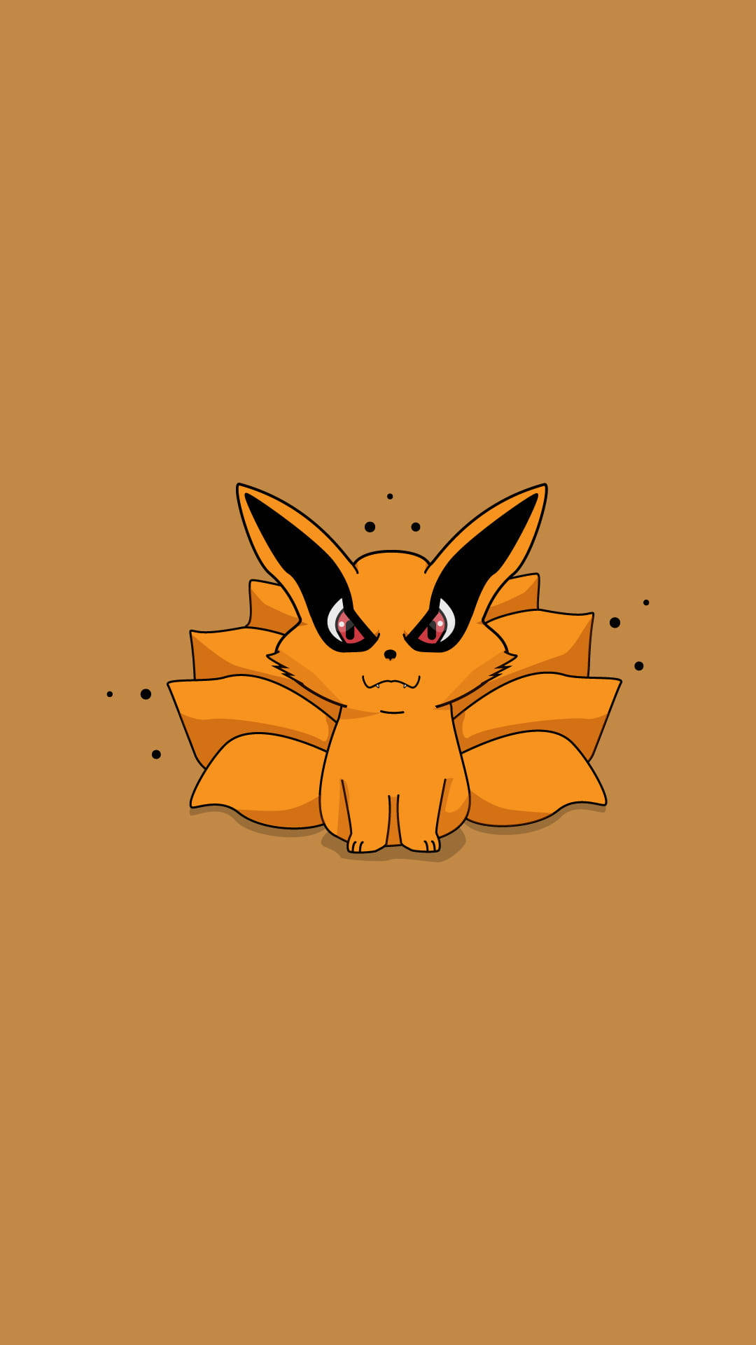 Naruto Kurama, chibi digital art, orange fox-like creature, Full HD Phone Wallpaper
