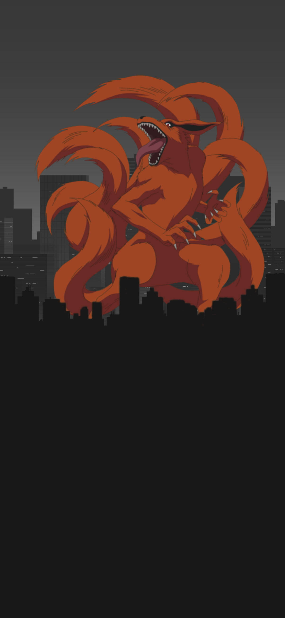 Naruto Kurama, nine-tailed fox, orange, 2K Phone Wallpaper