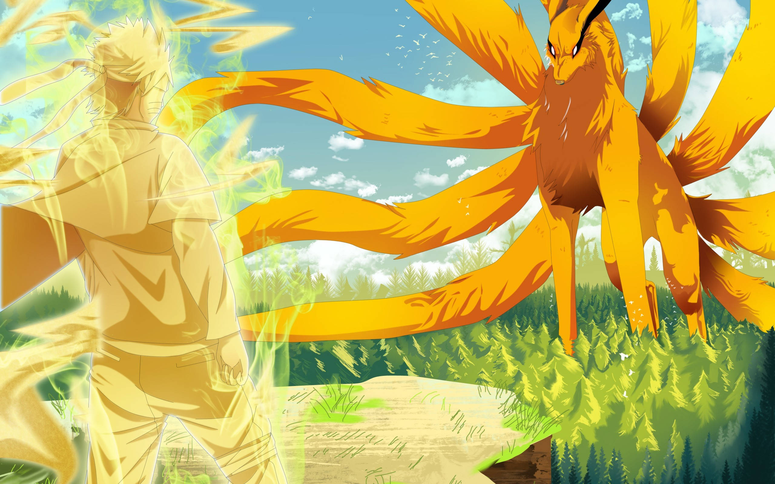 Naruto, Kurama, nine-tailed fox, 2K Desktop Wallpaper