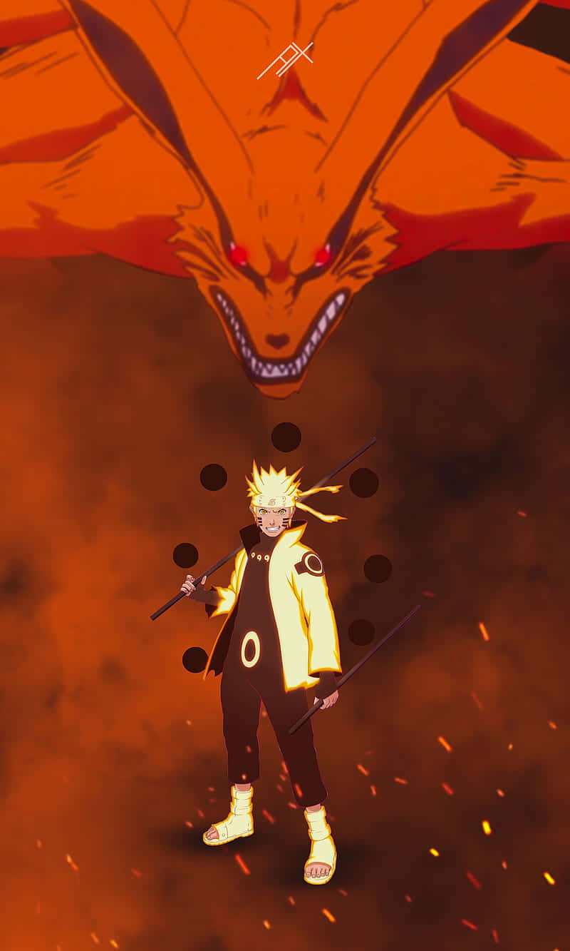 Naruto, Kurama, orange nine-tailed fox, HD Phone Wallpaper