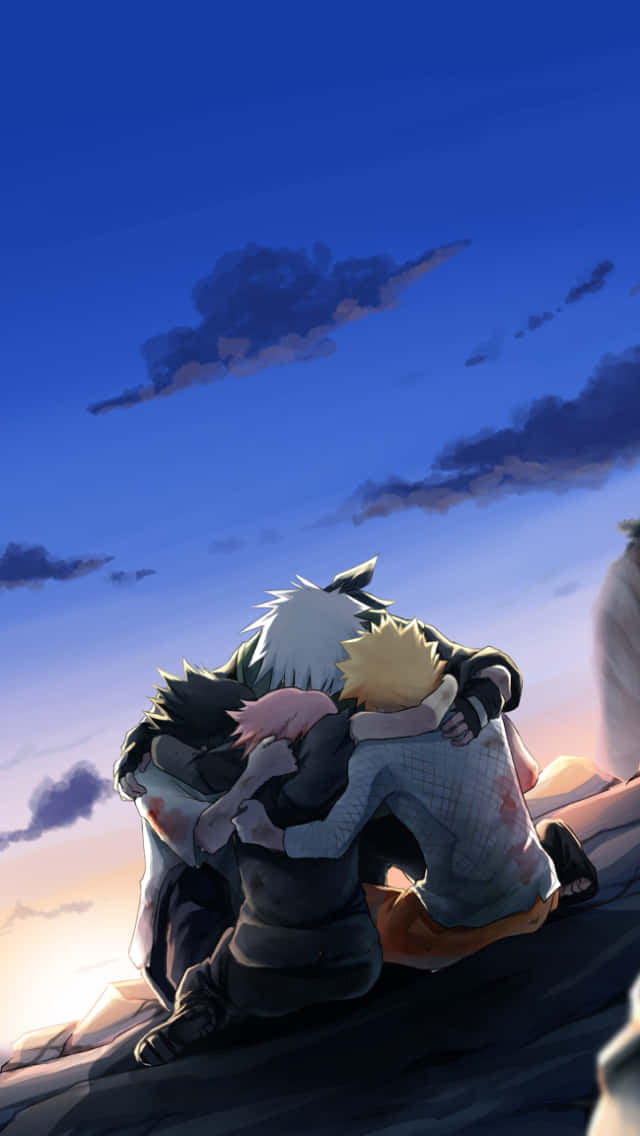 Naruto, cliff edge, vibrant sunset, SD Phone Wallpaper