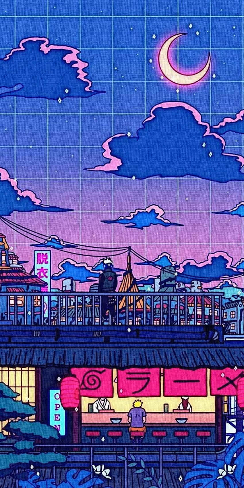 Naruto, countryside, crescent moon, HD Phone Wallpaper