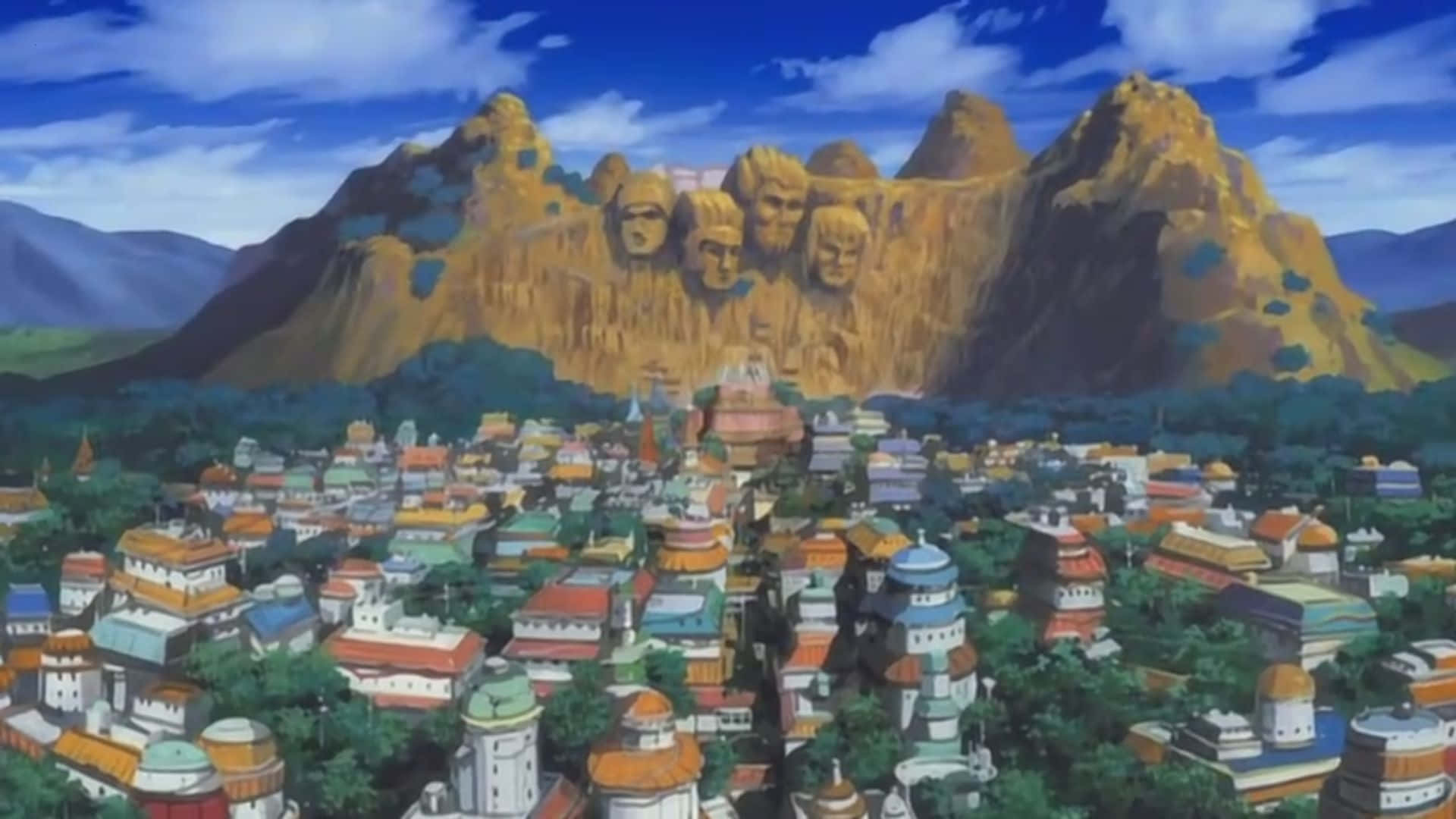 Hidden Leaf Village, Sunrise, massive mountain, Full HD Desktop Wallpaper