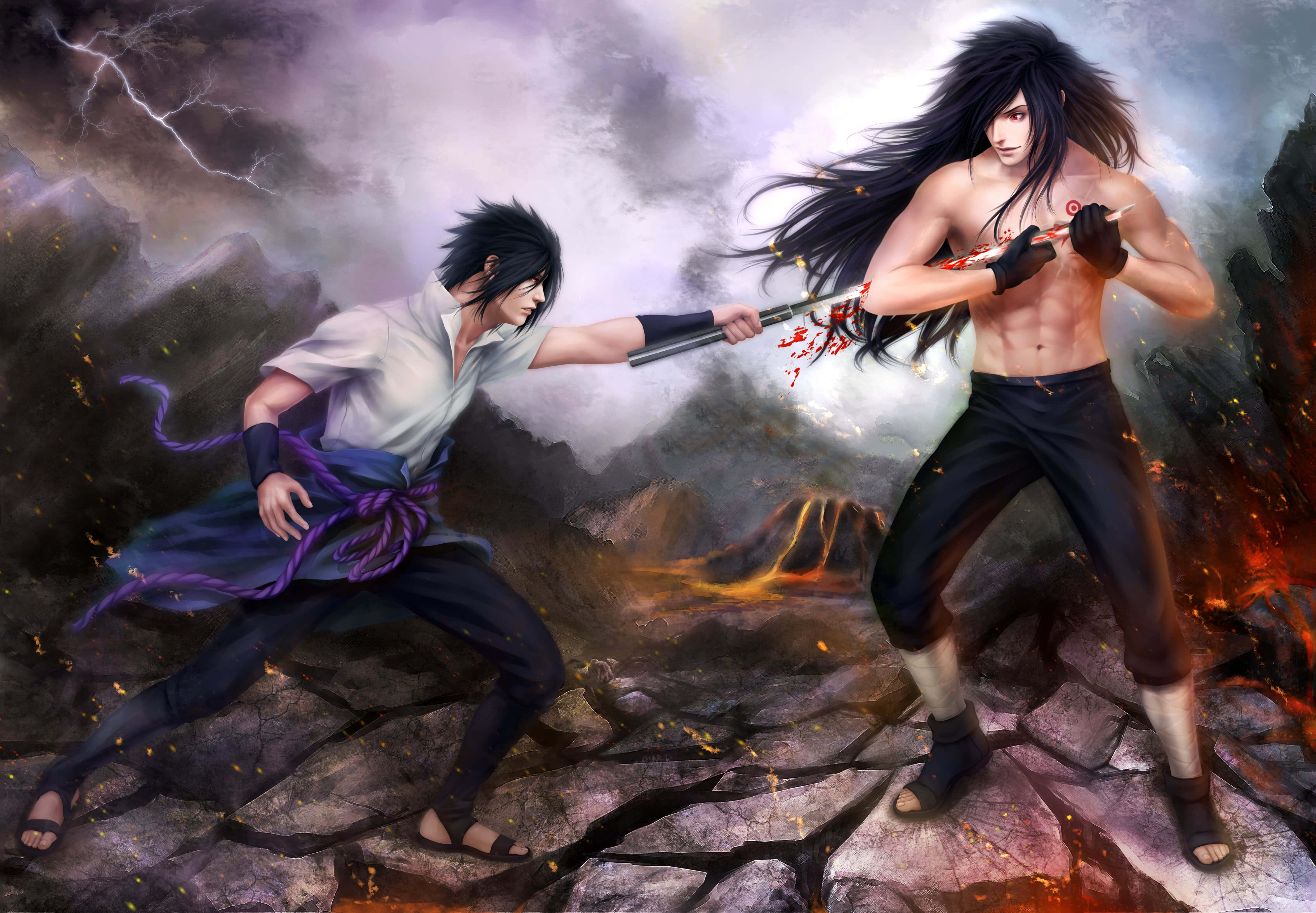 Madara Uchiha, Naruto, volcanic cliff, 4K Desktop Wallpaper