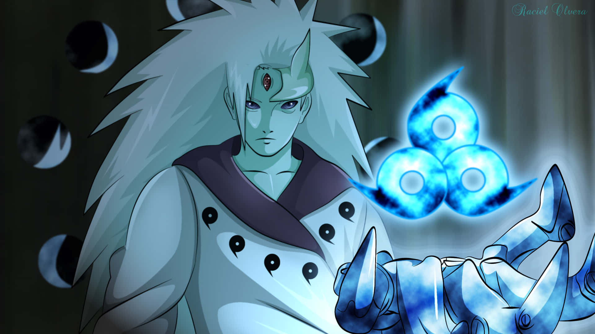 Madara Uchiha, Naruto, spiky white hair, Full HD Desktop Wallpaper