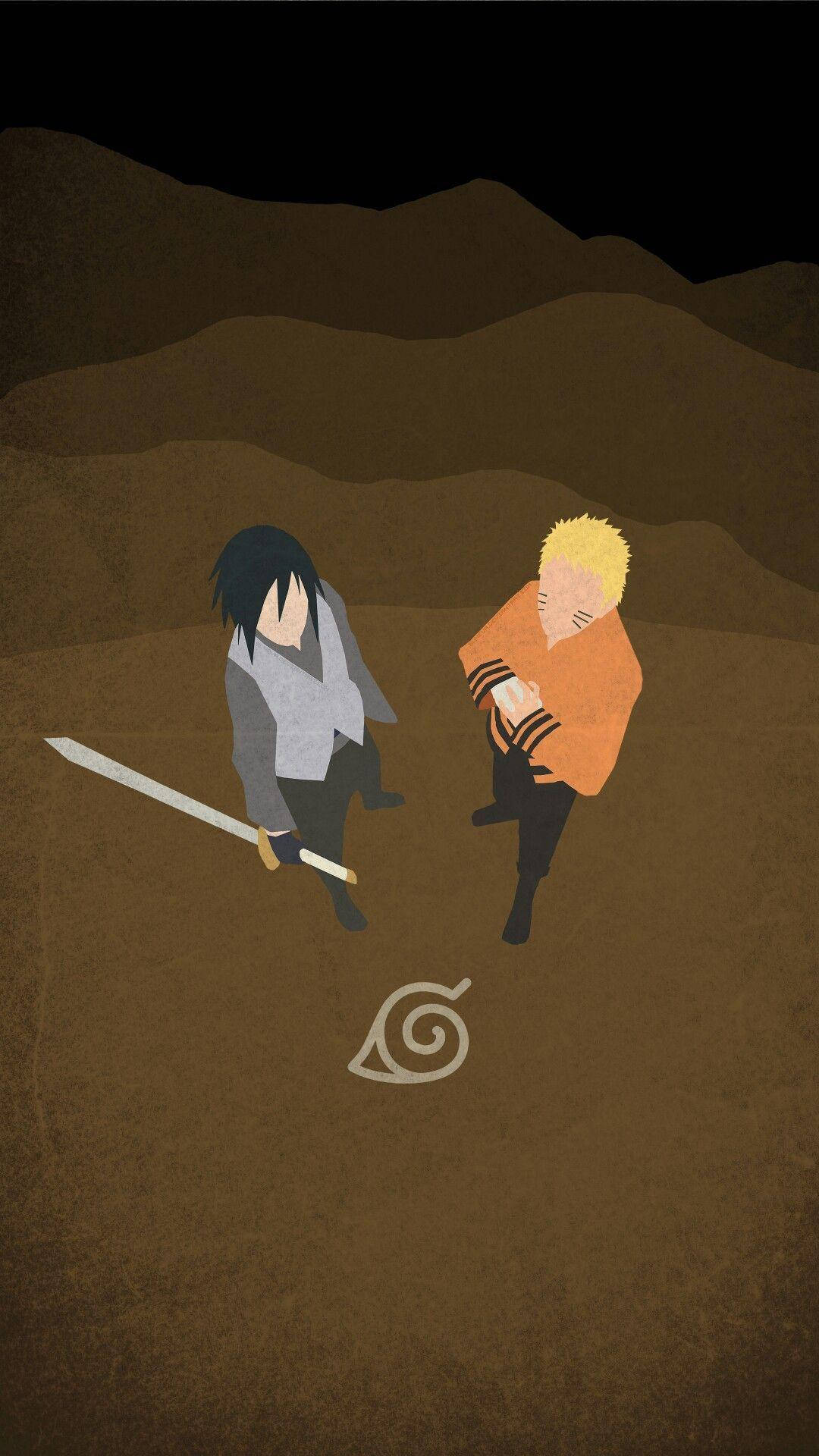 Minimalist Naruto, anime characters, barren desert landscape, Full HD Phone Wallpaper