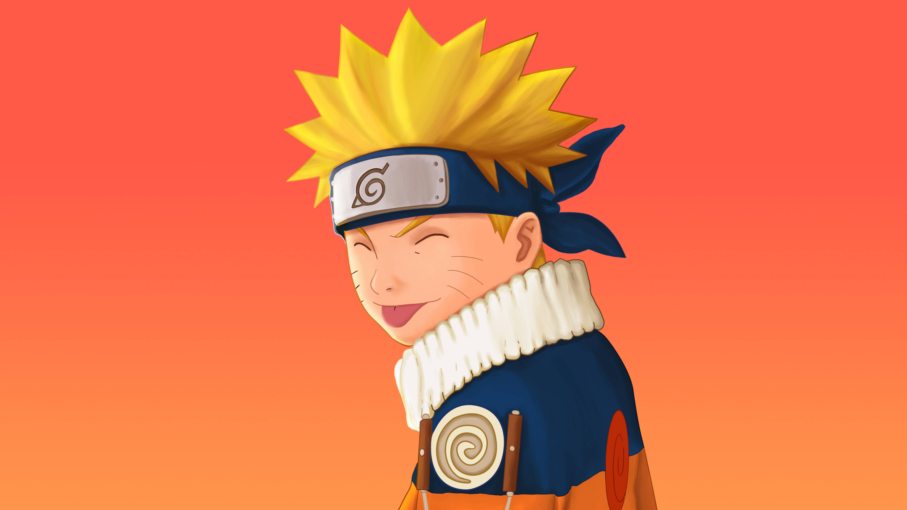 Naruto, spiky blonde hair, headband, 4K Desktop Wallpaper