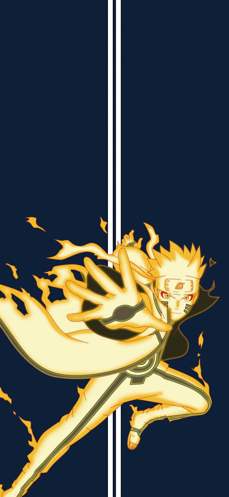 Naruto, golden chakra mode, dark blue background, HD Phone Wallpaper