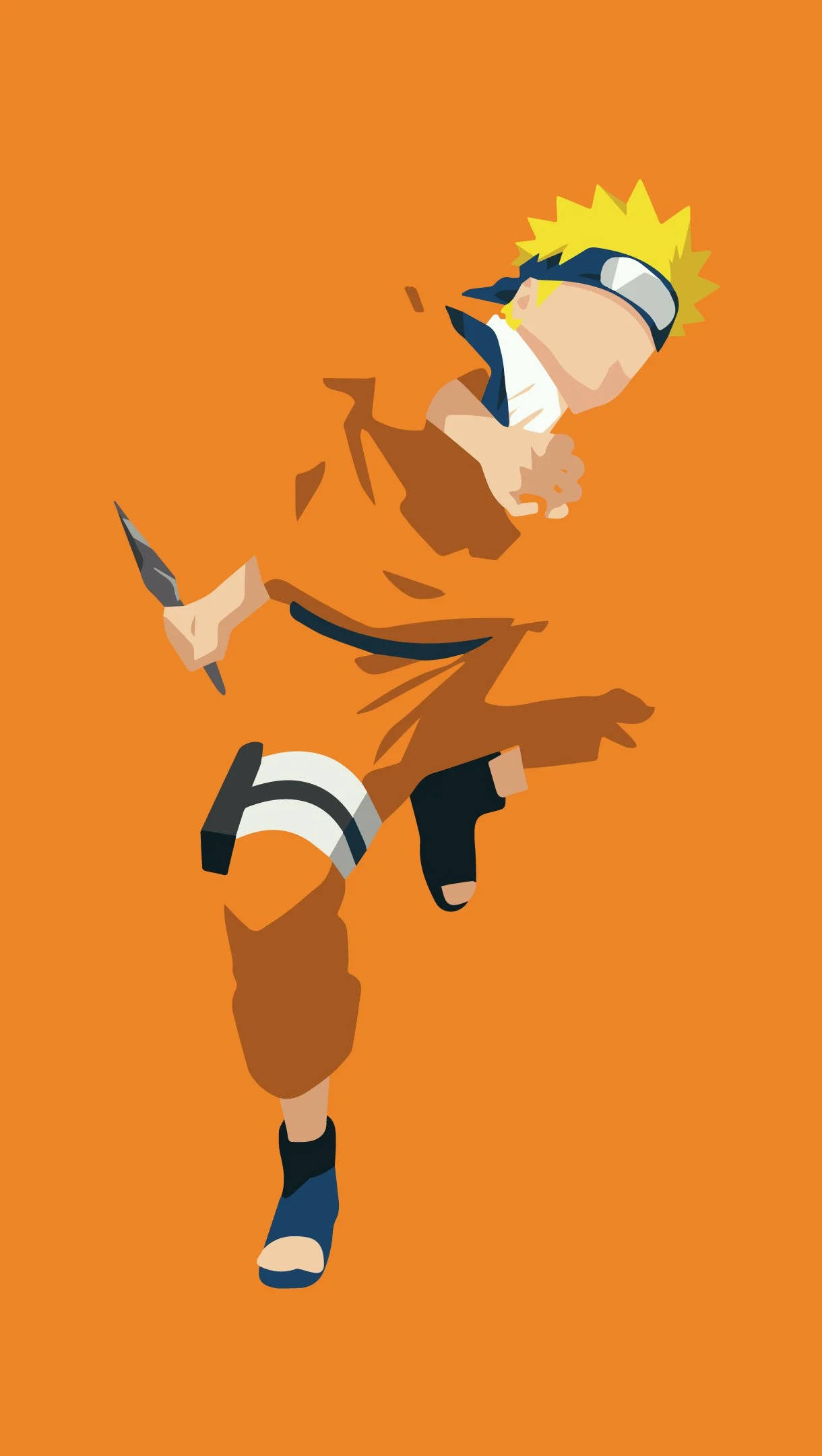 Naruto, vector orange art, dynamic fighting pose, Full HD Phone Wallpaper