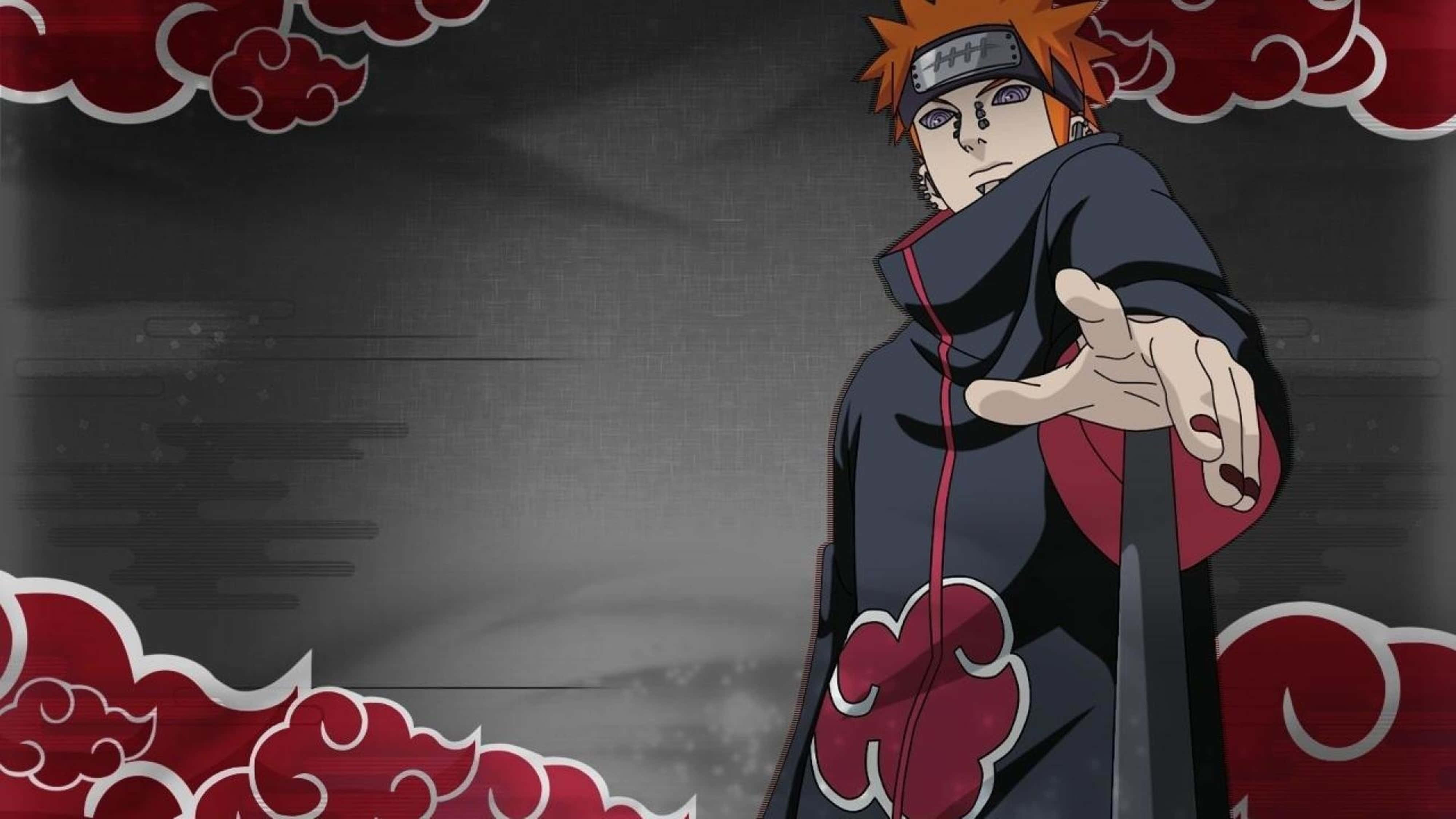 Naruto Pain, orange hair, red cloud cloak, 4K Desktop Wallpaper